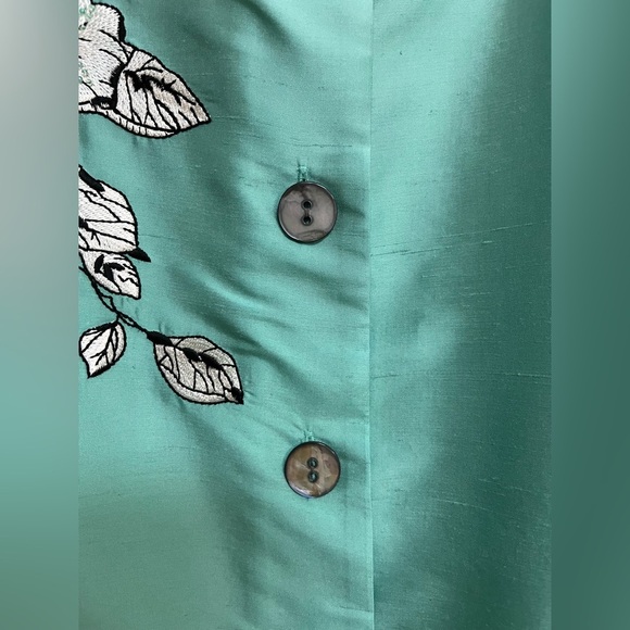 Vintage 90’s Victor Costa Occasion Silk Tunic Blouse - Embroidered with Flowers - Picture 5 of 10